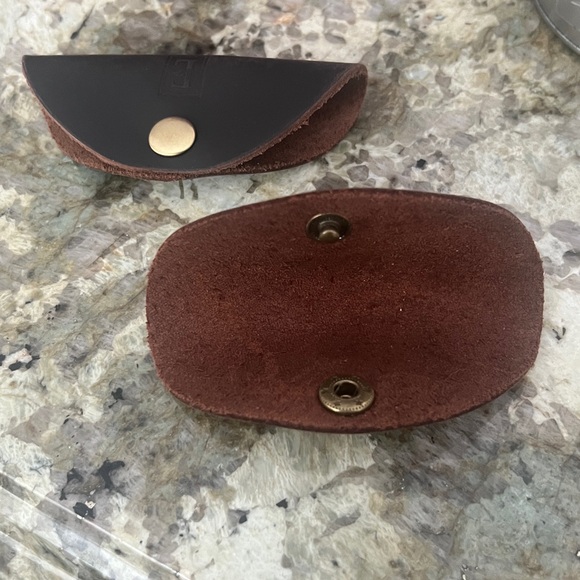 Two Brown Leather & Brass Cord Organizers - Embassy Suites, Lexington Green - Picture 2 of 3